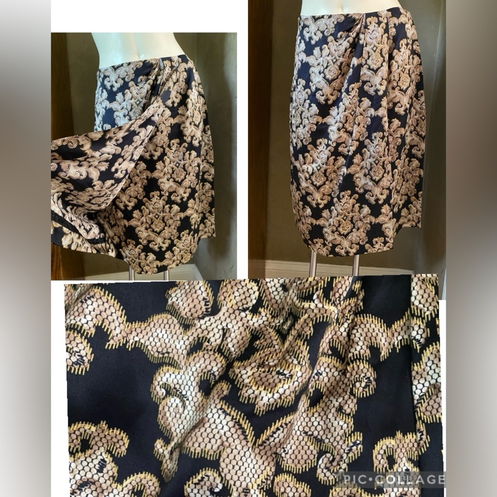 Dana Buchman 100% Silk Wrap Women Skirt, floral, size 12